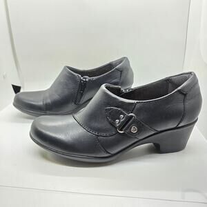 Clarks Collection‎ Mule Slip On-Black-Leather-Women's 7